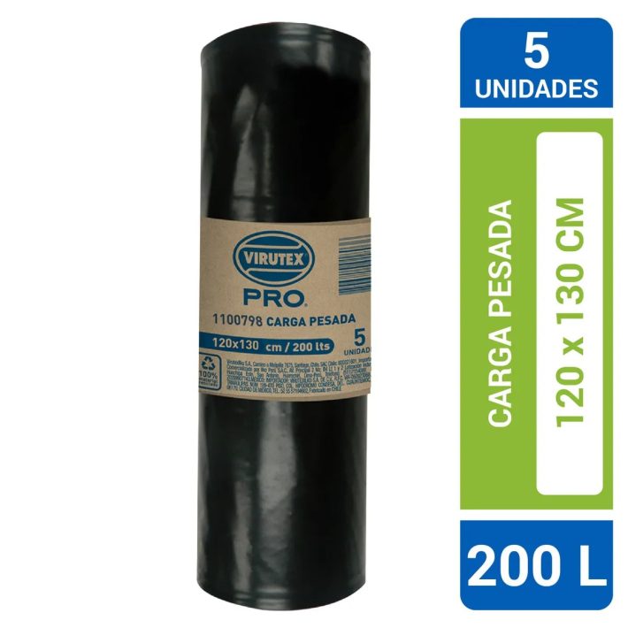 bolsa basura rollo 120x130 5 und negra Virutex