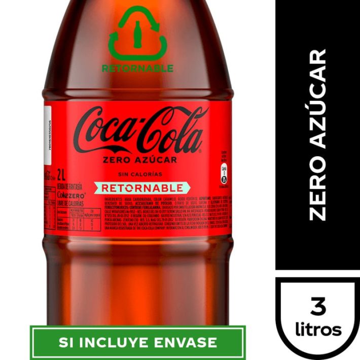 Coca Cola Zero 3 lts. Retornable