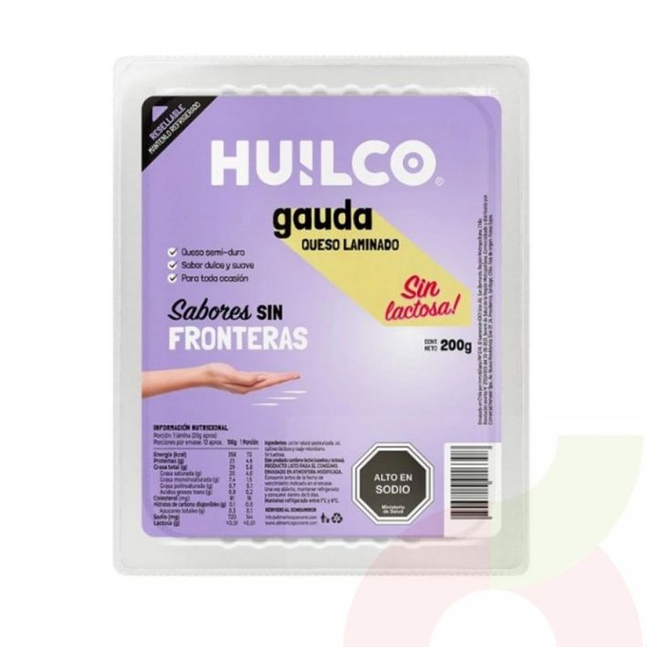 Queso Gauda Sin Lactosa 200 Gr. Huilco
