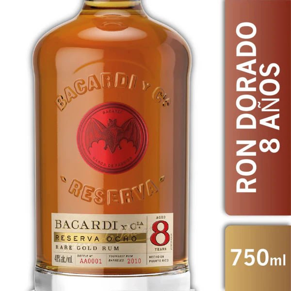 RON BACARDI AÑEJO RESERVA 8 ANOS 750 CC. 35°