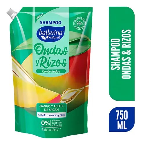 Shampoo Ballerina Ondas y Rizos 750ml bolsa