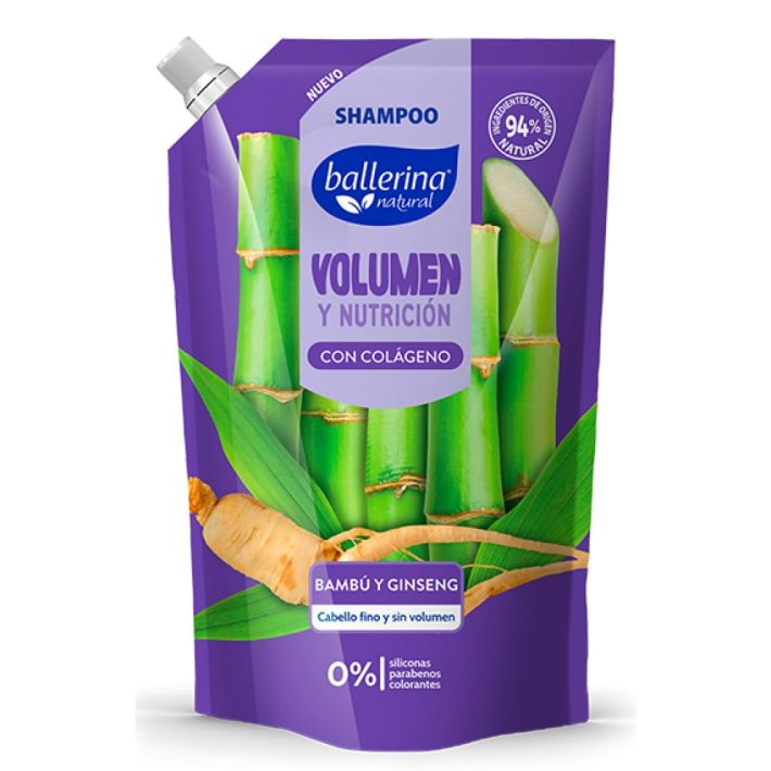 Shampoo Ballerina Volumen y Nutricion 750ml bolsa