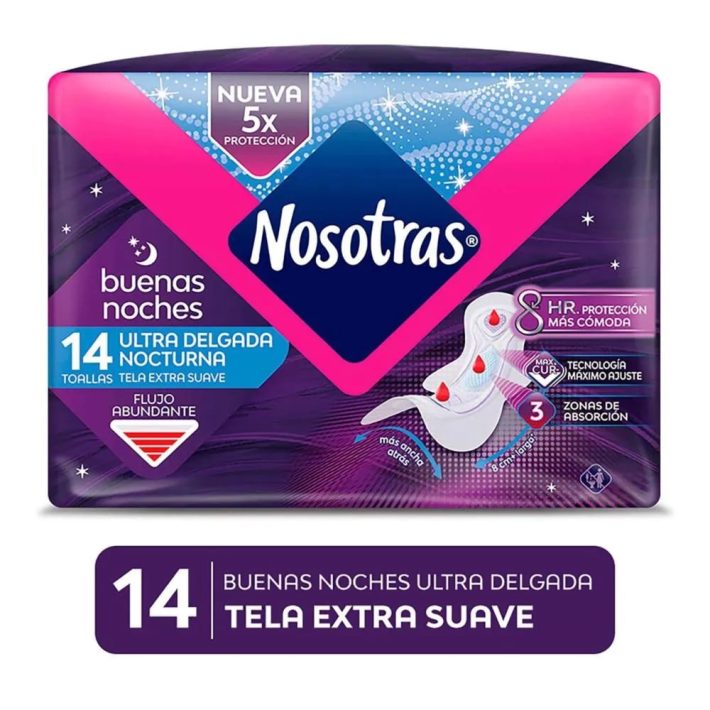 toalla higiénica nosotras buenas noches x 14un