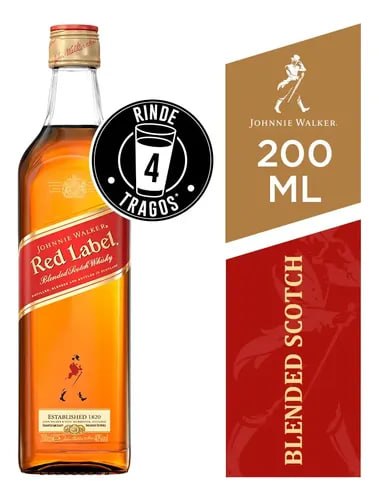 WHISKY JOHNNIE WALKER ROJO 200 CC PETACA 40°